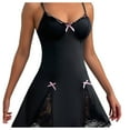 thumbnail image 1 of Mini vestido de encaje para mujer: vestido ajustado con escote pronunciado, espalda descubierta, volantes y corte acampanado, mezcla de poliéster y spandex, para fiestas y discotecas, ropa urbana., 1 of 5