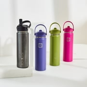 Iron Flask Stainless Steel Water Bottle 22 oz Metallic Black with 3 Lids