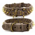 thumbnail image 1 of UBIUO Pet Collar, Dog Retro Collar Spike Anti-bite Dog Chain Rivet Necklace PU Leather Adjustable Neck Strap Collar (L, Grey) Grey L, 1 of 4
