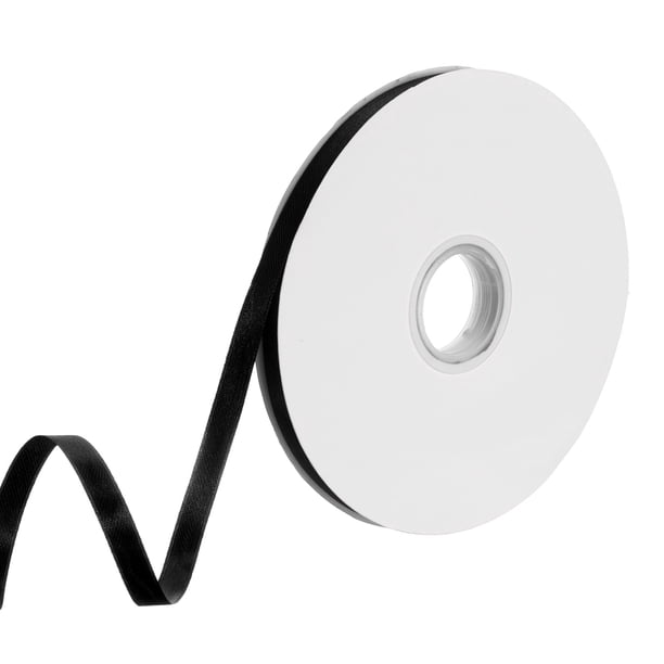 Cinta de satén Uxcell, 3/8 pulgadas x 100 yardas, cinta de satén de poliéster de doble cara negra para envoltura de regalos, manualidades