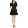 thumbnail image 1 of INSPIRE CHIC Women's Dress Short Sleeves Button Down Vintage Turn Down Collar Denim Dresses S Black, 1 of 7