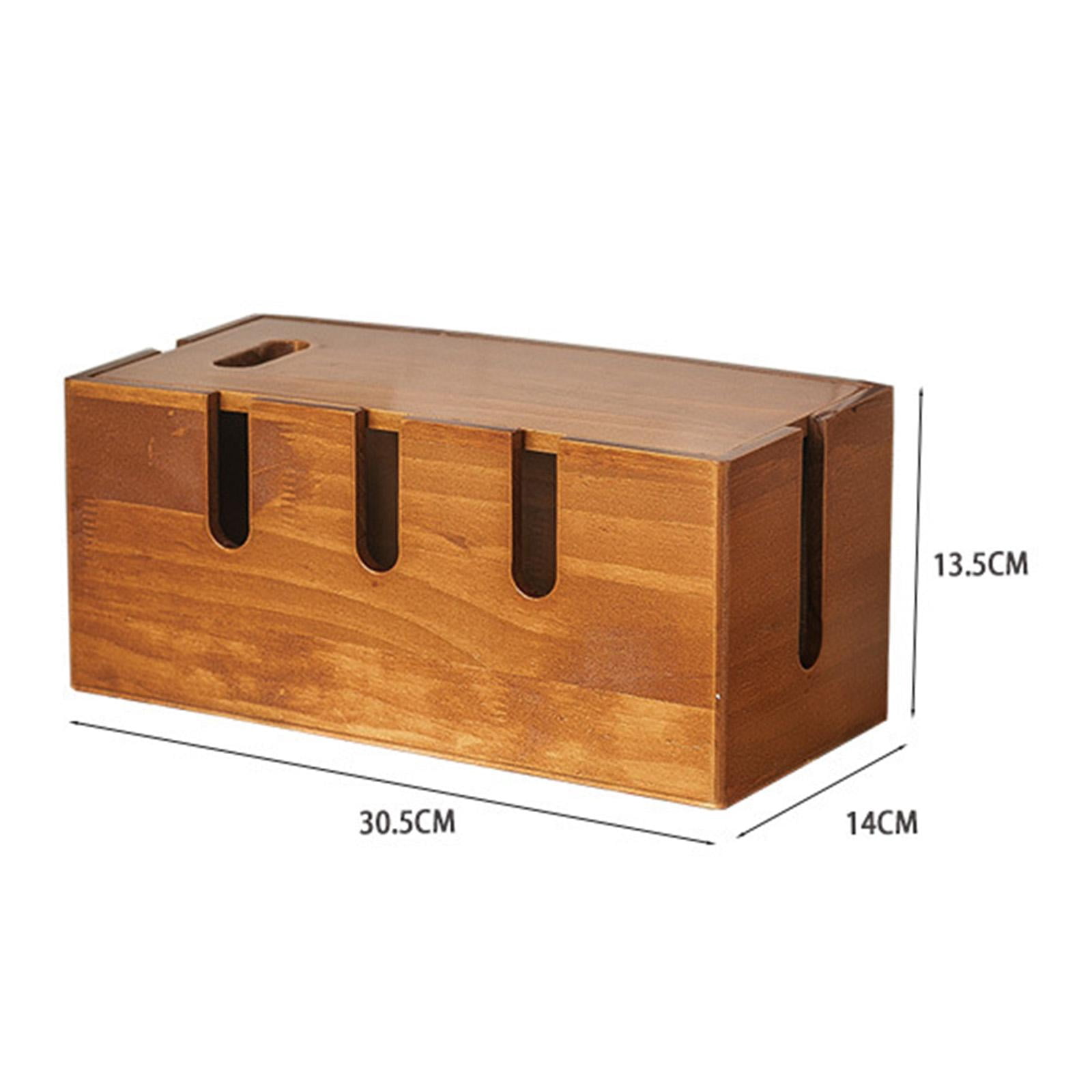 Esquirla Cable Management Box Wood Dustproof Cord Organizer for Desk Wire Organizer for Power Outlets Power Strips Home Office USB Hub