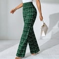 thumbnail image 4 of Lenpel Women's Plus Size Work Pants High Waisted Pull on Plaid Flare Wide Leg Pants Bootcut Business Casual Trousers(Green,4X-Large), 4 of 7