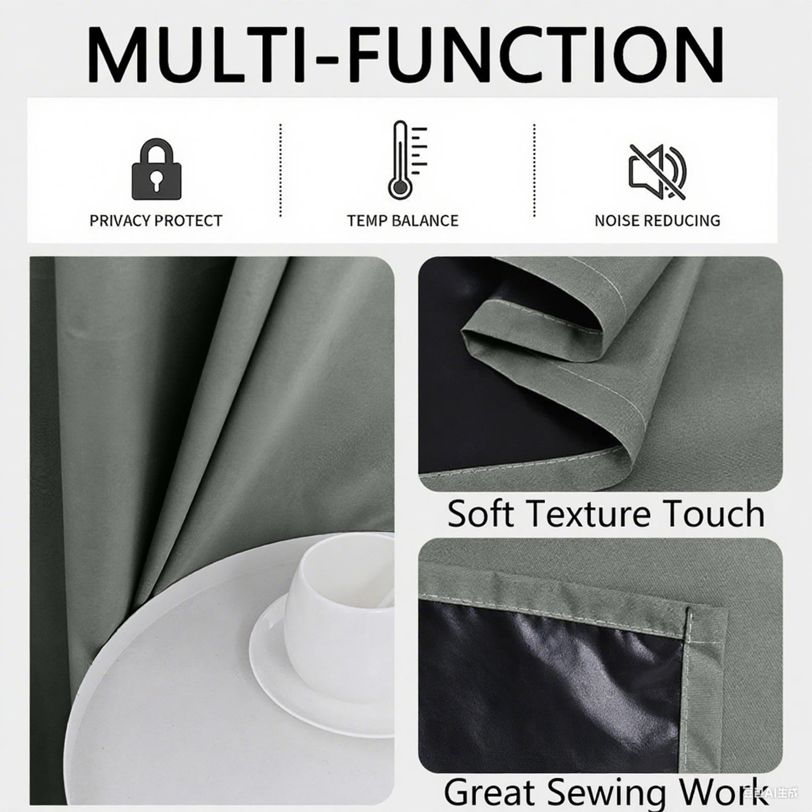Fmbmuo Gray Black Out Curtains Perforated Style Blackout Thermal Insulation Decorations， Minimalist Tab 1 pcs Machine Washable Window Curtains， Bedroom/Living Room,79 Inch