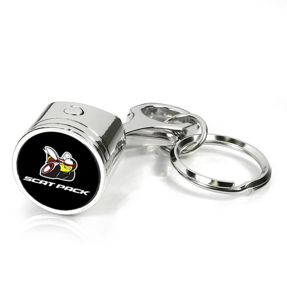 Dodge Scat-Pack Challenger Full Color Piston Style Chrome Metal Key Chain