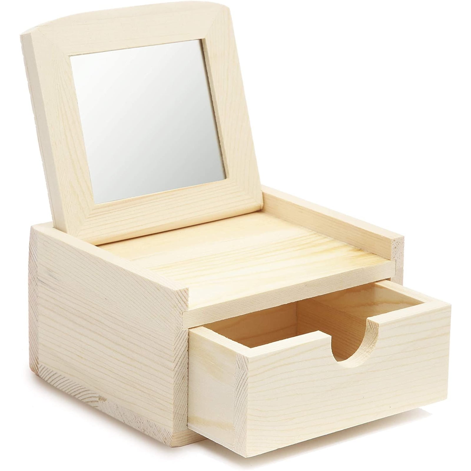 Wooden Mini Dressing Table/Jewellery Storage Boxes/Plain Wood/Drawer Box Mirror 