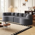 thumbnail image 4 of SEENYOO 106.3" Boneless Couch, Sectional for Living Room, Curved 4-Seater Cloud Style, 6 Pillows & Memory Foam Deep Seat, Chenille Upholstery, Gray, 4 of 12
