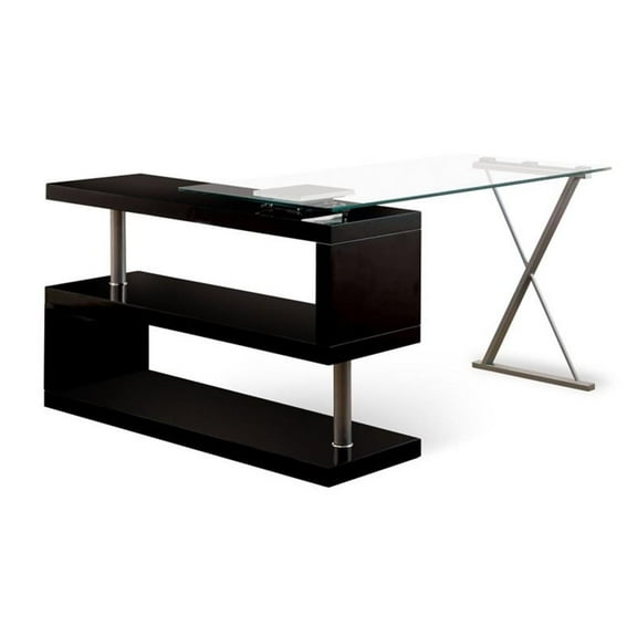 Bowery Hill Modern Swivel Metal Computer Desk in Black