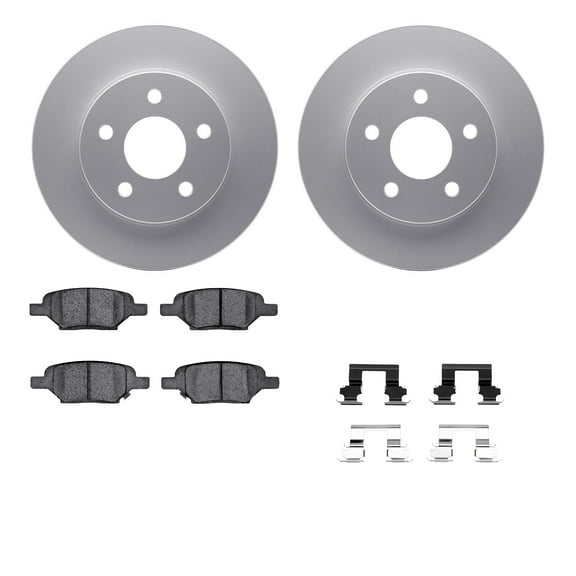 Dynamic Friction Company Rear Geospec Brake Rotors with 5000 Advanced Brake Pads includes Hardware 4512-53015