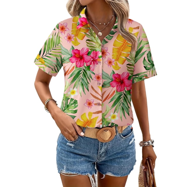 Blusa Zeagoo para mujer, con botones, estampado bohemio, suave, de verano