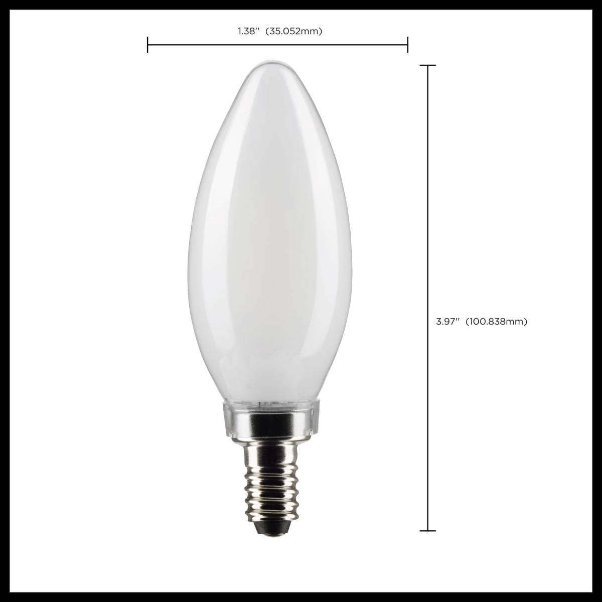 Satco S21272 Frosted LED B11 Light Bulbs 4W 120V 5000K E12 Candelabra Base Dimmable (6 Pack)