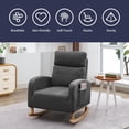 thumbnail image 4 of ZAFLY Rocking Chair Nursery, Linen Upholstered Glider Rocker Chair with Solid Wood Legs, Accent Rocking Chair with Side Pockets, High Backrest Armchair for Living Room Bedroom Office, Grey, 4 of 9