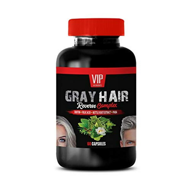 Grey Hair Vitamins for Men - Gray Hair Reverse Complex - Natural Solution -  Powerful Results - 1 Bottle (60 Capsules) 