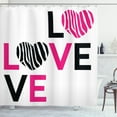 thumbnail image 1 of Ambesonne Pink Zebra Shower Curtain, Zebra Stripes Hearts, 69"Wx84"L, Pink Black and White, 1 of 3