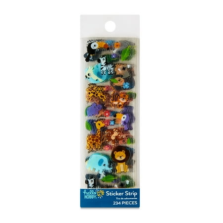 Hello Hobby Jungle Themed Stickers, Multicolor, Animal Icons, 234 Count