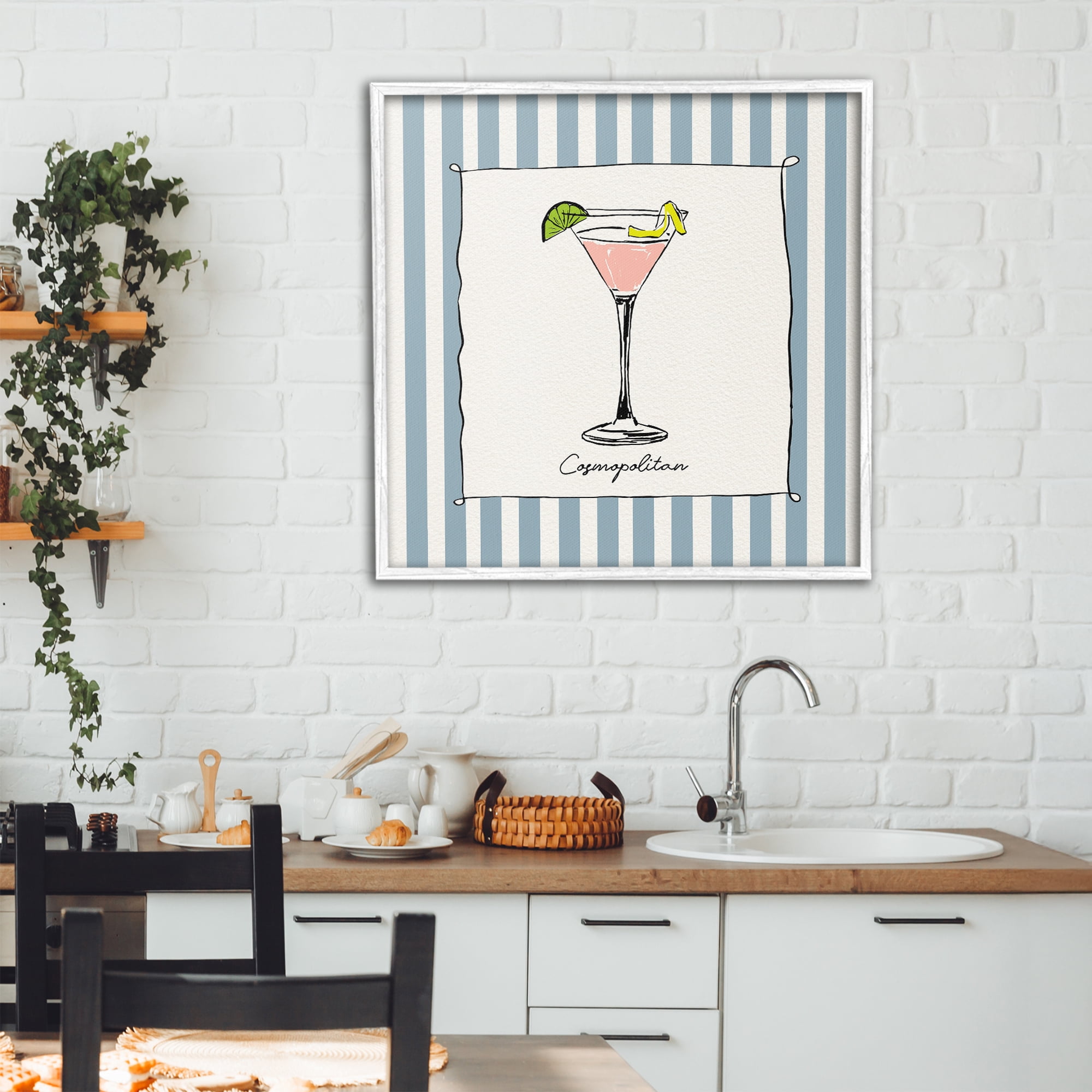 Stupell Industries Cosmopolitan Summer Stripes White Framed Giclee Art, design by Susan Jill