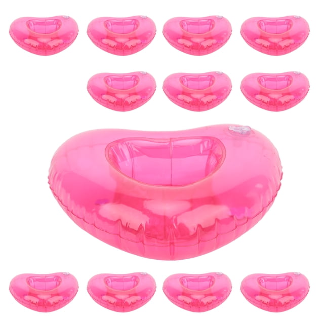 Soporte para bebidas inflable para piscina, 12 piezas en forma de corazón, soporte para bebidas para flotador de piscina reutilizable, soporte para bebidas para piscina, funcionalidad de alta precisión