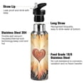thumbnail image 3 of Radiant Heart Hand Painted Style Sports Bottle with Straw Stainless Steel Water Jug Portable Thermal Cup Leak-proof 1000ML, 3 of 9