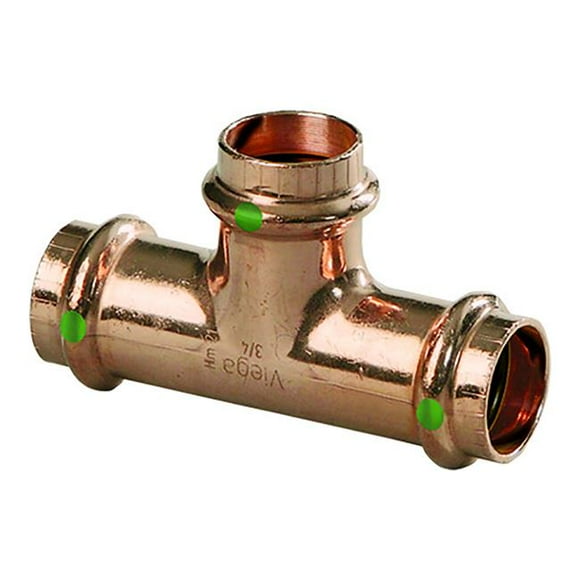 Viega 77457 1.5 in. ProPress Copper Tee with Triple Press Connection & Smart Connect Technology