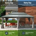thumbnail image 4 of Domi Outdoor Living 12’ x 20’ Hardtop Gazebo Canopy with Netting & Curtains, Outdoor Aluminum Gazebo with Galvanized Steel Double Roof for Patio Lawn and Garden, Gray, 4 of 9