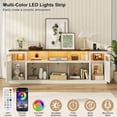 thumbnail image 2 of ChVans 95" Farmhouse TV Stand for 90/100"TV with LED Lights and Power Outlets, Large Entertainment Center with 2 Barn Doors Storage Cabinet & 6 Semi-Open Compartments for Living Room, White, 2 of 10