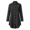 thumbnail image 4 of Camisa vaquera con flecos a la moda para mujer, chaqueta vaquera de manga larga con solapa de un solo pecho Pompotops  qwe17271, 4 of 7