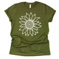 thumbnail image 2 of Women's Summer Sunflower T Shirt Cute Flower Graphic Loose Tees Crew Neck Short Sleeve Casual Tops (Olive-Medium), 2 of 5