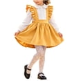 thumbnail image 2 of Auroural Toddler Girls Ruffle Strap Suspender Skirt Kids A Line Flared Pinafore Skirt for Daily Wear Multiple Solid Colors, 2 of 9