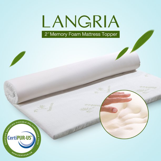 LANGRIA 2-Inch Memory Foam Mattress Topper with Removable ...