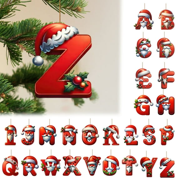 Christmas Decorations Christmas Ornaments 26 Letters Christmas Tree Decoration 3.15inch Alphabet Hanging Ornament Pendant Christmas Tree Ornaments Holiday Indoor Decor Gift for Friends Family