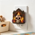 thumbnail image 4 of Day of the Dead Skull Plug In Night Light, Acrylic Sugar Skull Wall Lamp with Warm Glow, Halloween Decor for Bedroom Hallway Entryway Home, 4 of 6