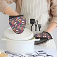 thumbnail image 2 of colorful Skull rose Oven Mitts Heat Resistant - Soft Lining Silicone Mini Oven Mitts with HangingLoop, Kitchen Oven Gloves Heat Resistant 500℉ for Cooking Baking Microwave, 2 of 7