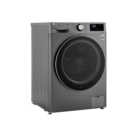LG - 2.4 Cu. Ft. Compact Smart Front Load Washer with Built-In Intelligence - Graphite steel