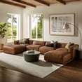thumbnail image 1 of Modway Auren 6-Piece Upholstered Vegan Leather Modular Sofa in Coffee, 1 of 9