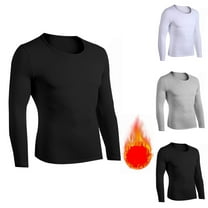 Bovxnpu Mens Thermal Long Sleeve Shirt Fleece Lined Thermal Top, Men's Thermal Tops Crewneck Fleece Lined Long Sleeve Shirts for Men Base Layer Cold Weather Winter