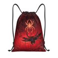 thumbnail image 1 of Xecao Black Spider Web With Spiders Pattern Sports Drawstring Backpack - String Swim Gym Bag with Wet Proof Pocket for Women&Men-Small, 1 of 6