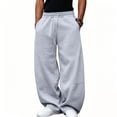 thumbnail image 2 of BVOFAR Men's Baggy Sweatpants Wide Leg Elastic Waist Casual Sweatpant High Waist Drawstring Jogging Pants with Pockets Lounge Pant Gray S, 2 of 7