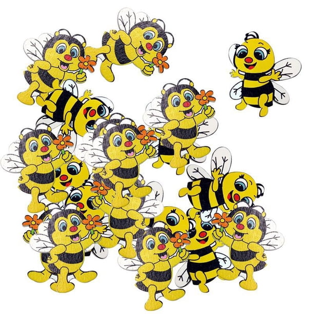 20 Piezas de Madera Formas Adornos de Abeja para Scrapbooking Artesania Botones Decorativos Tarjeta Flatback Fabricacion de Regalo de Decoracion