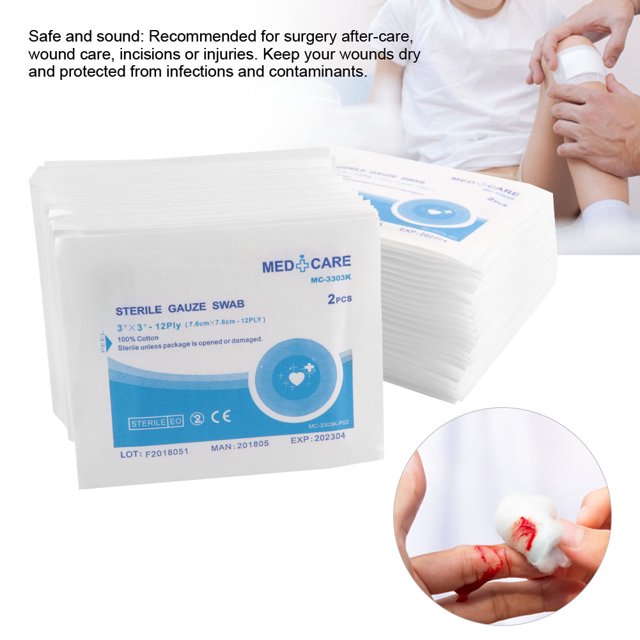 Gauze Pad, Cotton Non-Adherent Pads Waterproof First Aid Wrap The Wound Gauze Dressing Pads