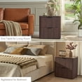 thumbnail image 6 of Hvoonc 2 Drawer Nightstand, 24" Tall Fluted Bedroom Bedside Table with Storage, Faux Marble Top, 2" Thick Side Panels, Walnut Brown, 6 of 7