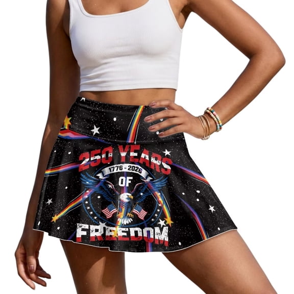 FUIALDOLG Galaxy Stars Athletic Skorts for Women Eagle Tennis Skort with Pocket Women's High Waisted Tummy Control Sport Skorts for Golf,Running,1776-2026 250th of Freedom Celebrate Clothes,S