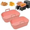 thumbnail image 2 of 2Pcs Air Fryer Silicone Pot avec Poignée Réutilisable Air Friteuse Doublure Résistant à la Chaleur Air Friteuse Panier en Silicone Rectangle Cuisson Pan Air Fryer Accessoires Doublures pour Air Friteuse Four Micro-Ondes, 2 of 7