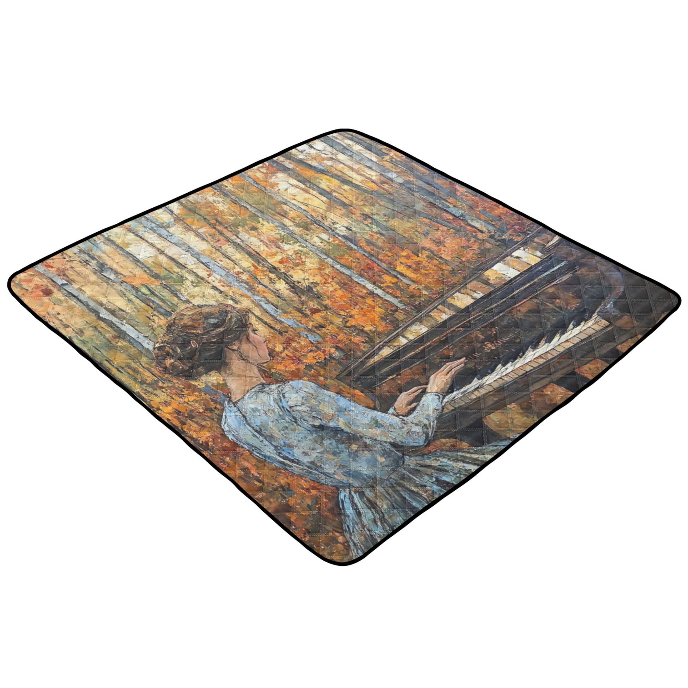 WOBOGO The Lass Plays The Piano Baby Playmats Extra Large Waterproof Rollable Activity Pads for Toddlers 50×50inch