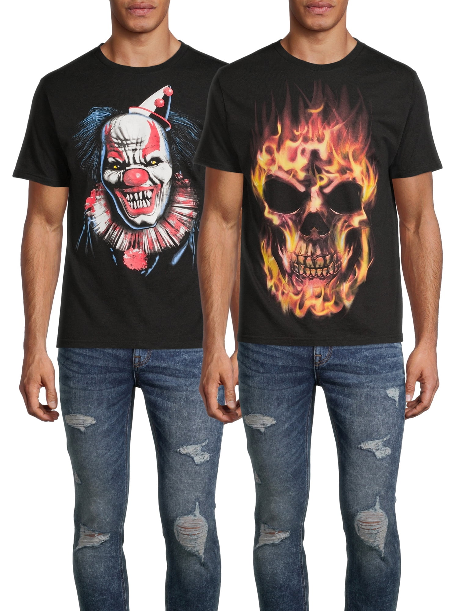 Mens Plus Size T-Shirts 3D Skull Print Shirt Tops Personality Long Sleeve Sweatshirt Graphic Tees for Halloween