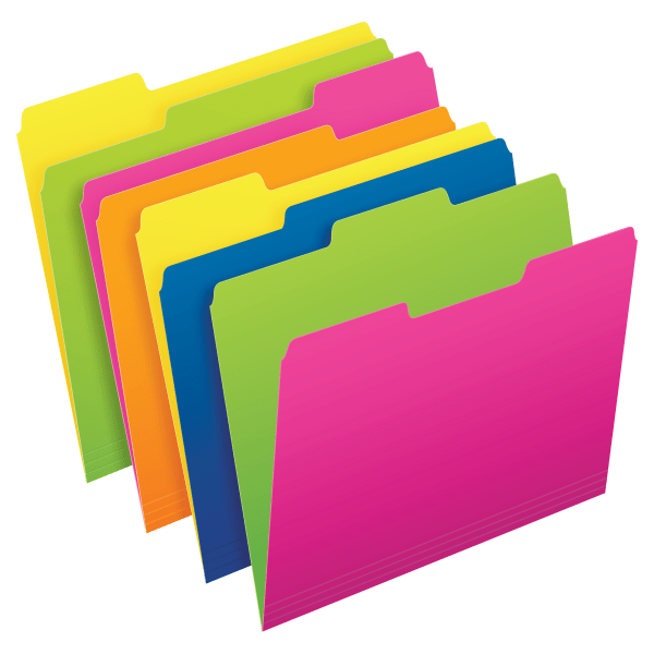 Pendaflex® Glow File Folders, Twisted Twin Tabs, 1/3 Cut, Letter Size