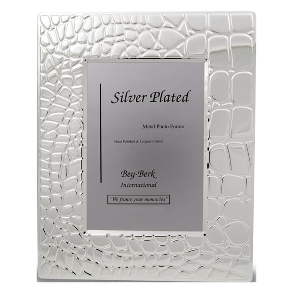 Silver-Plated W/Croco Design 8X10 Photo Frame Designer Jewelry by Sweet Pea