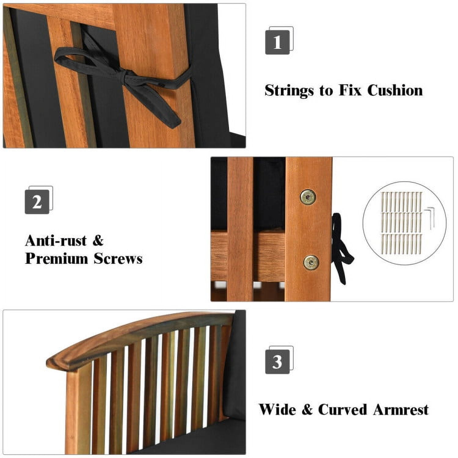 Aimee Lii 4 Pieces Patio Solid Wood Furniture Set, Wood Outdoor Furniture, Black Aimee Lii 4 Pieces Patio Solid Wood Furniture Set, Wood Outdoor Furniture, Black