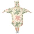 thumbnail image 2 of FORMRS Wearable Blanket Hoodie with Sleeves for Kids Cozy Flannel Sweatshirt, Pink and Green Geometric, 2 of 7