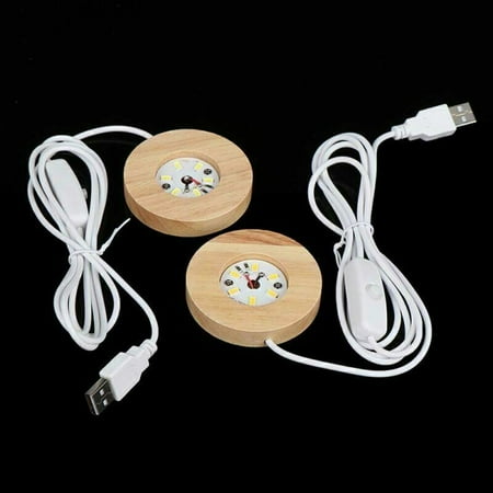 

LED Night Light Wooden Round Base Holder Display Stand F/ Crystals Glass AU
