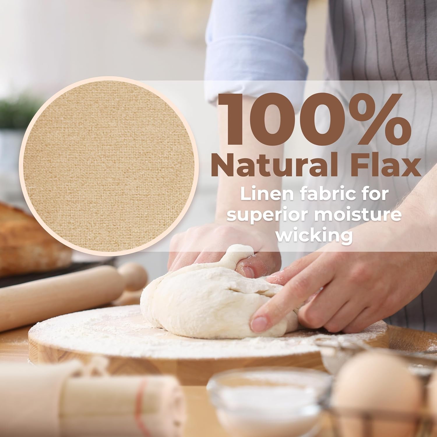 Premium Professional Bakers Couche, Extra Large Bread Proofing Cloth, 35" x 26" - 100% Natural Flax Linen with Storage Bag
